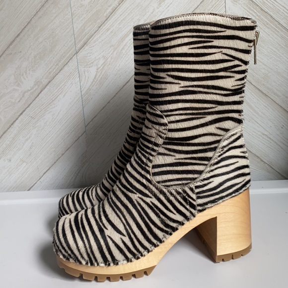 NEW Swedish Hasbeens zebra 90s clog boots 38 - Picture 6 of 11